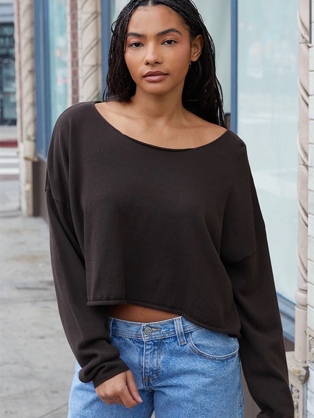 Brandy Melville Brown Cameron Cropped Sweater